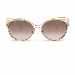 Roberto Cavalli Oversized Gold Tone Women’s Sunglasses White Temple Tips